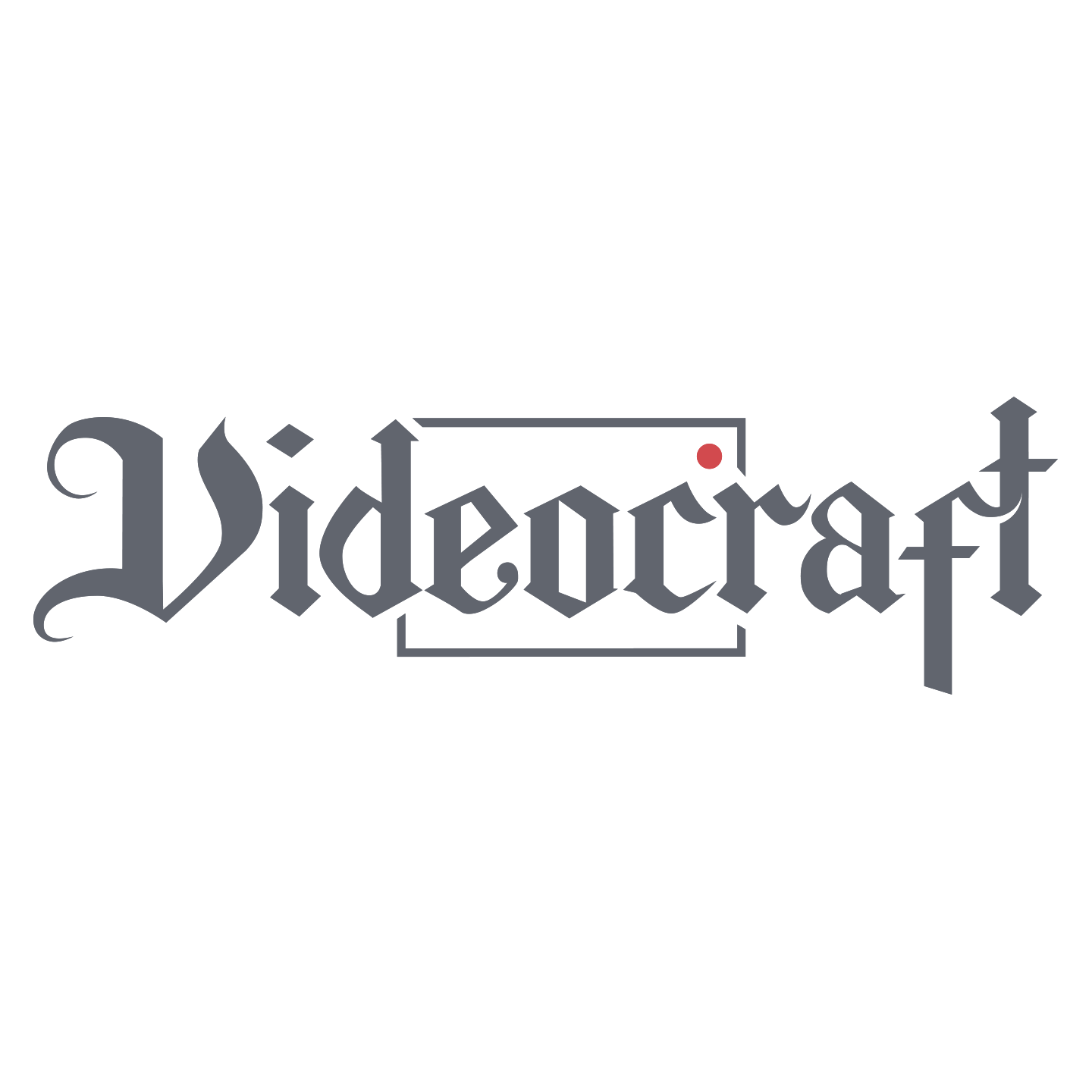 The Videocraft wordmark in blackletter with a frame through it